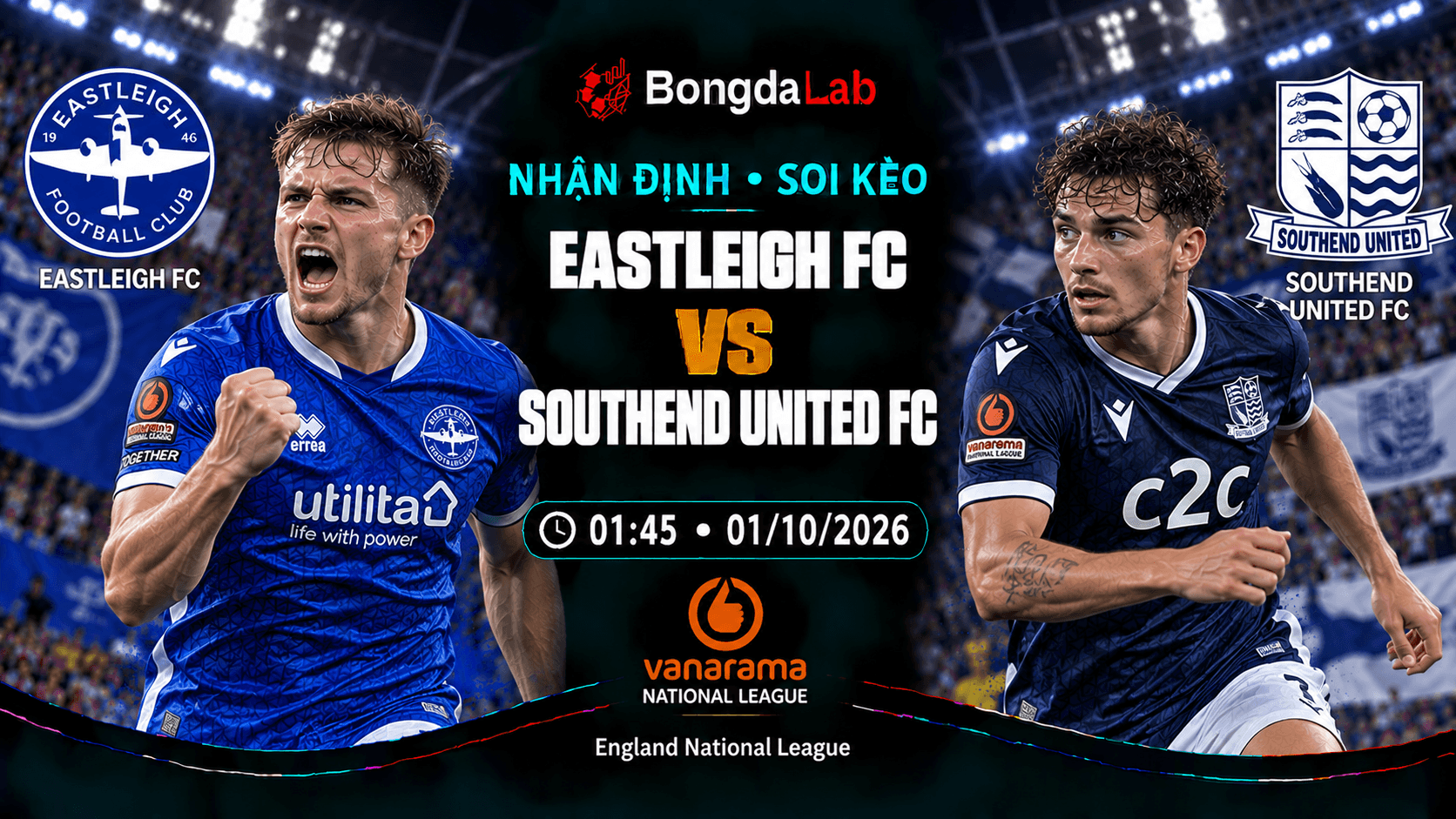 Nhận định soi kèo Eastleigh vs Southend United 01:45 ngày 01/10/2026