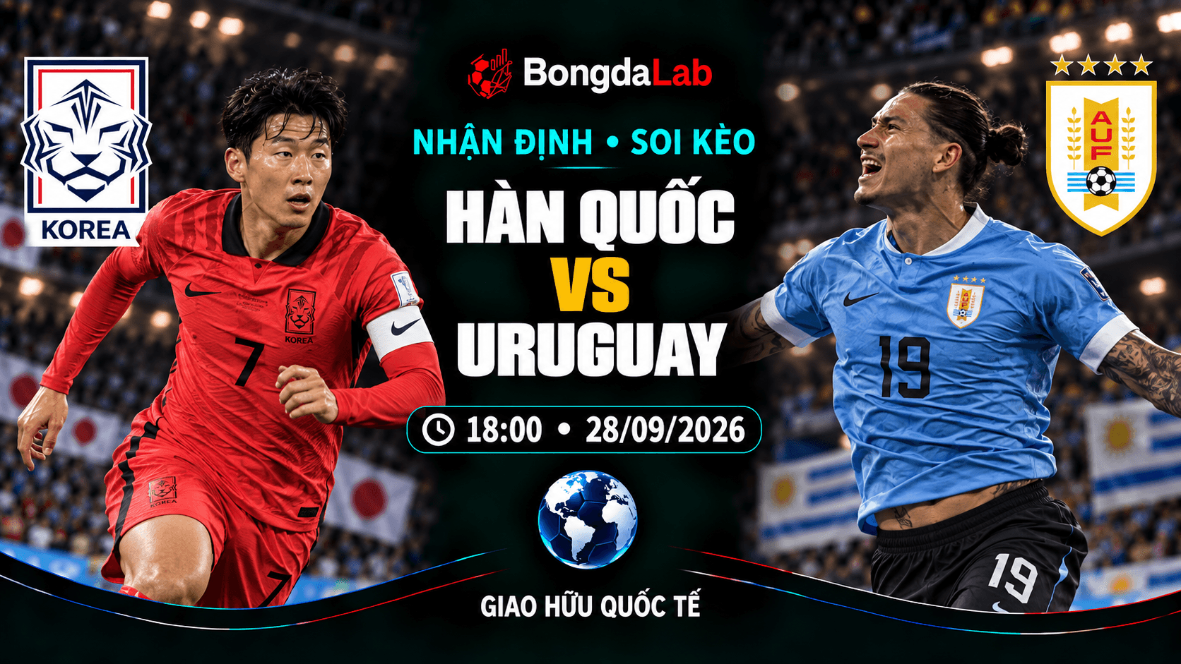 Nhận định, soi kèo Friendlies: South Korea vs Uruguay, 18:00 ngày 28/09/2026