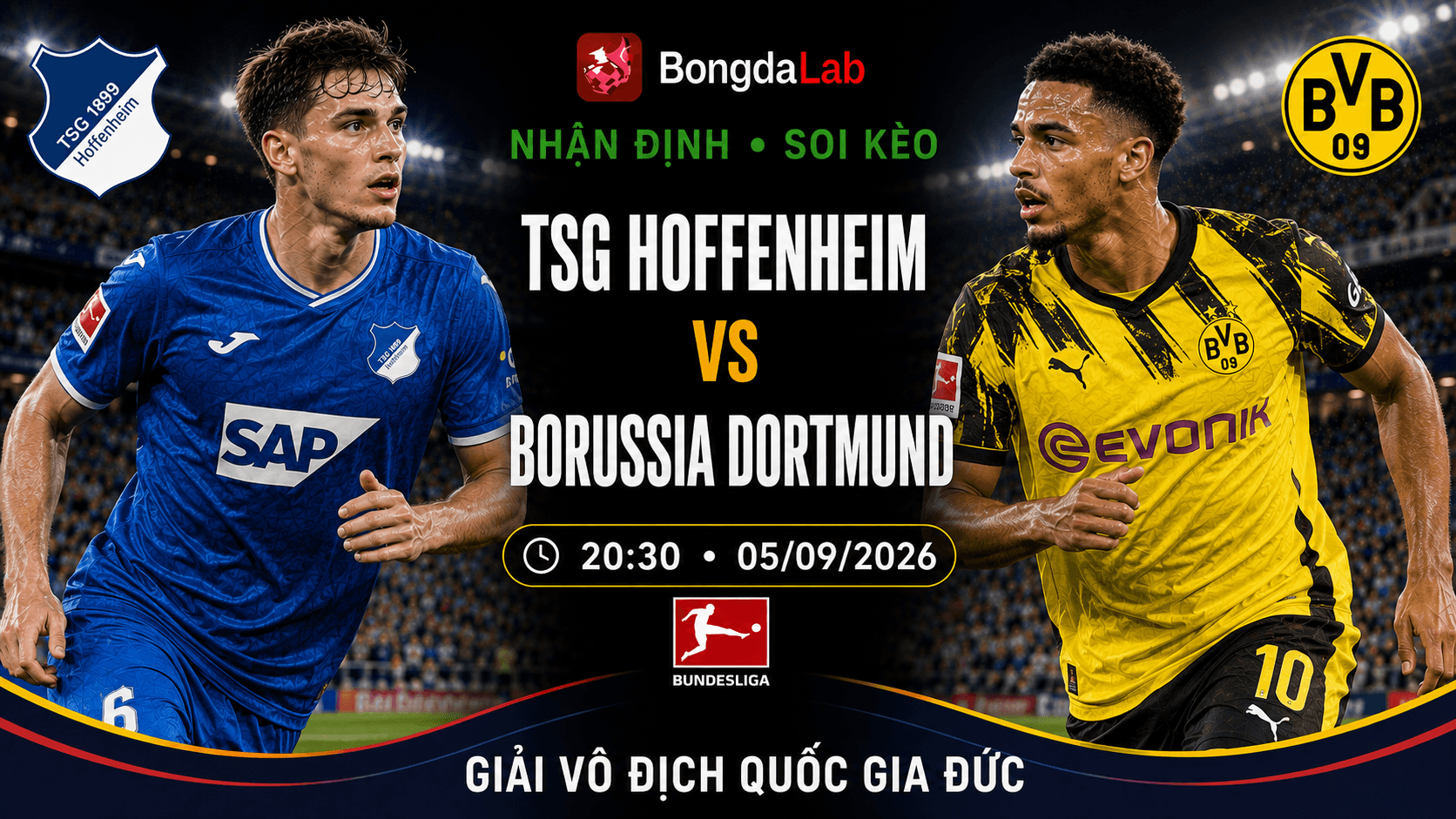 Nhận định soi kèo Hoffenheim vs Dortmund vòng 2 Bundesliga 2026/27
