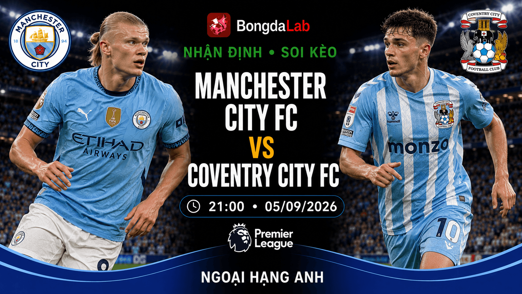 Nhận định, soi kèo Manchester City vs Coventry 21h00 ngày 05/09/2026