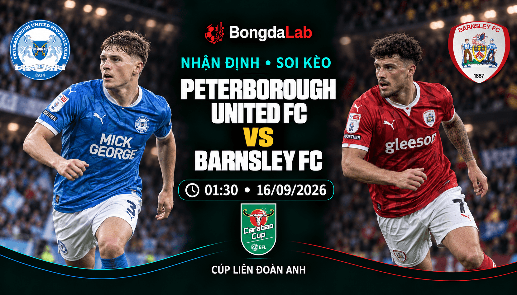 Nhận định soi kèo Peterborough United FC vs Barnsley FC 01:30 ngày 16/09/2026