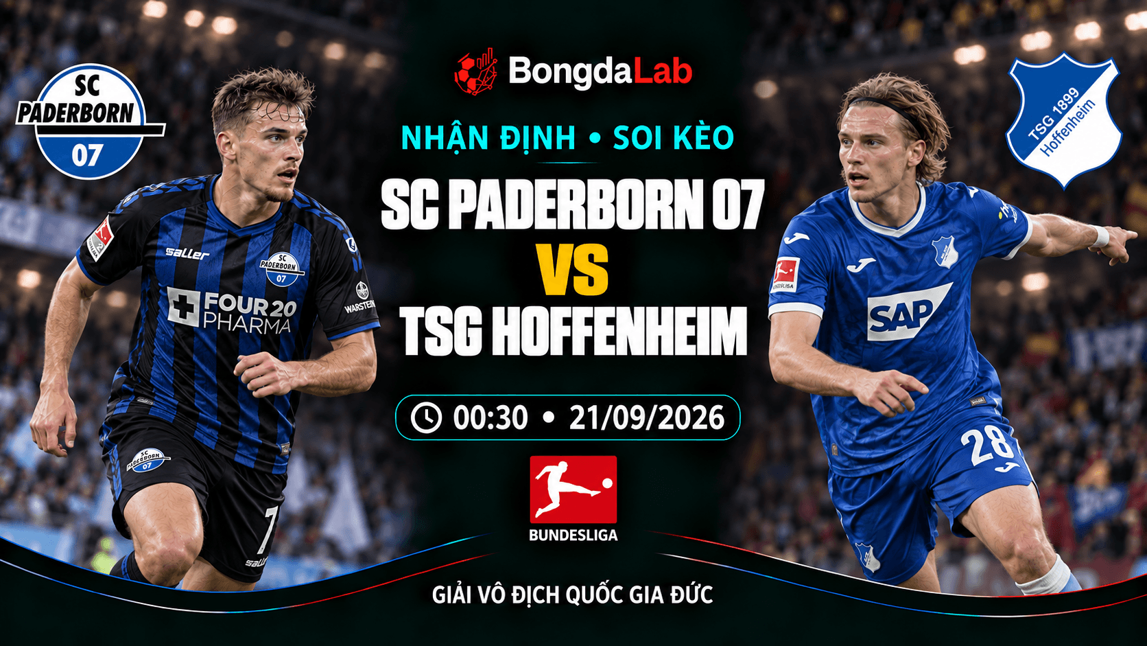 Nhận định, soi kèo VĐQG Đức: SC Paderborn 07 vs Hoffenheim, 00:30 ngày 21/09/2026