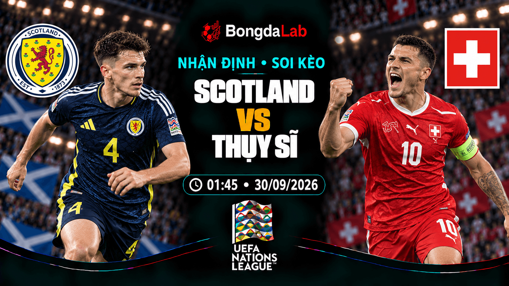 Nhận định, soi kèo UEFA Nations League: Scotland vs Switzerland, 01:45 ngày 30/09/2026