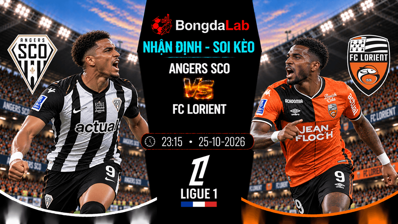 Nhận định soi kèo Angers SCO vs FC Lorient 23:15 ngày 25/10/2026