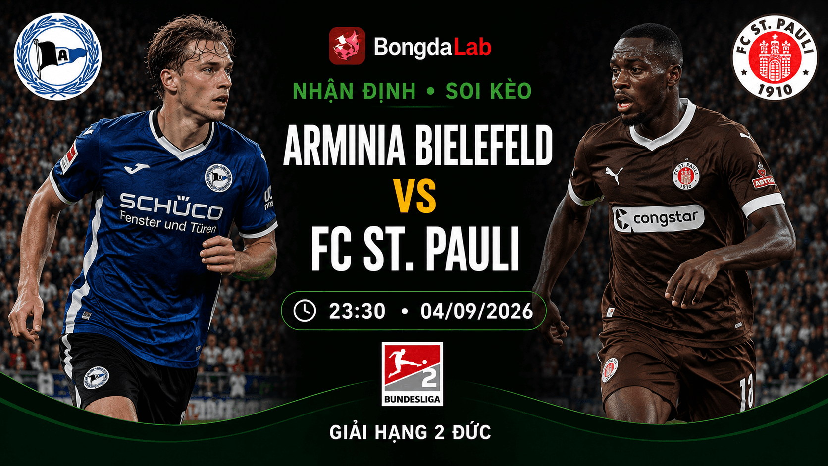 Nhận định Arminia Bielefeld vs FC St. Pauli 23h30 ngày 04/09/2026