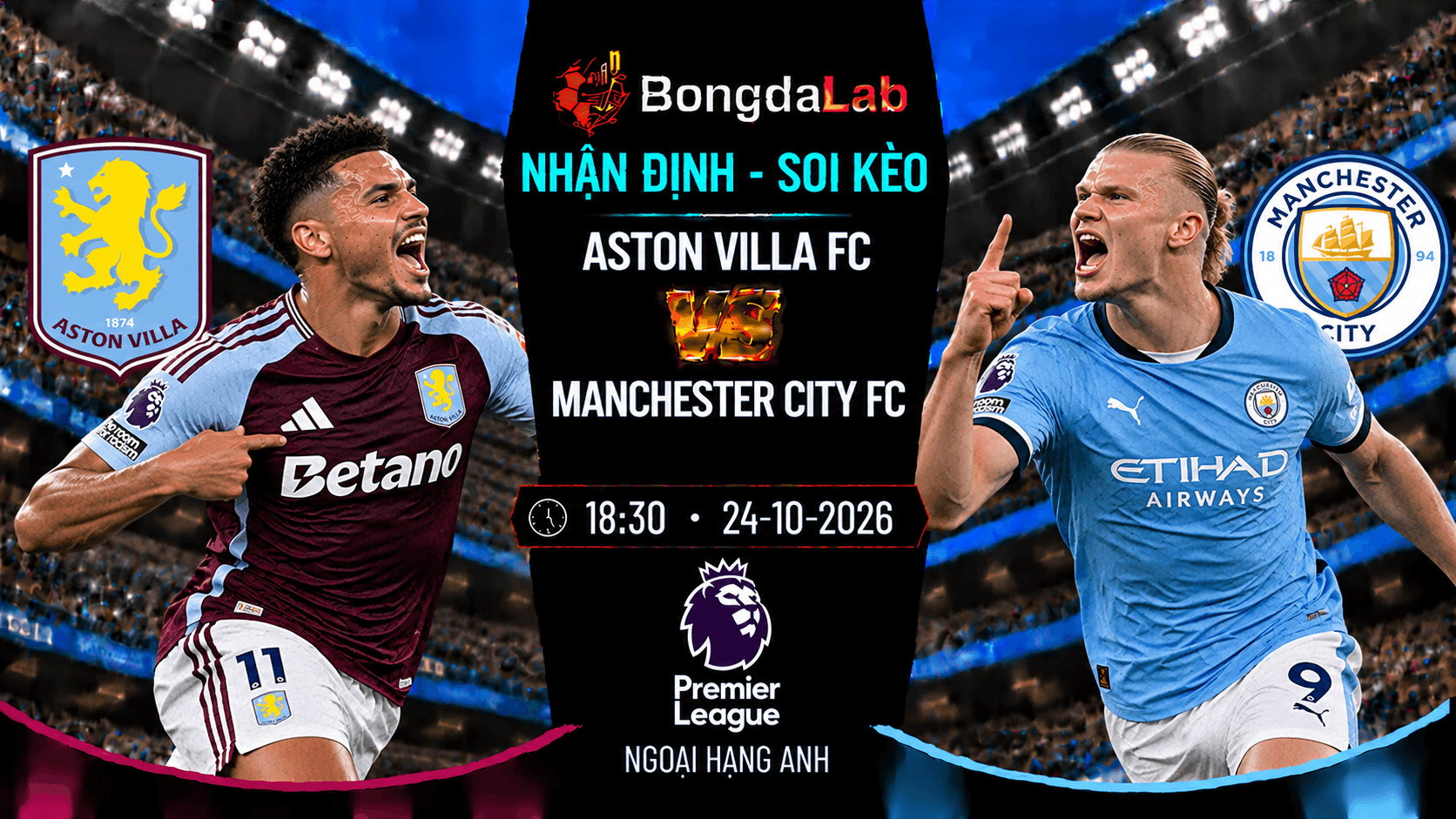 Nhận định soi kèo Aston Villa FC vs Manchester City FC vòng 8 Ngoại Hạng Anh