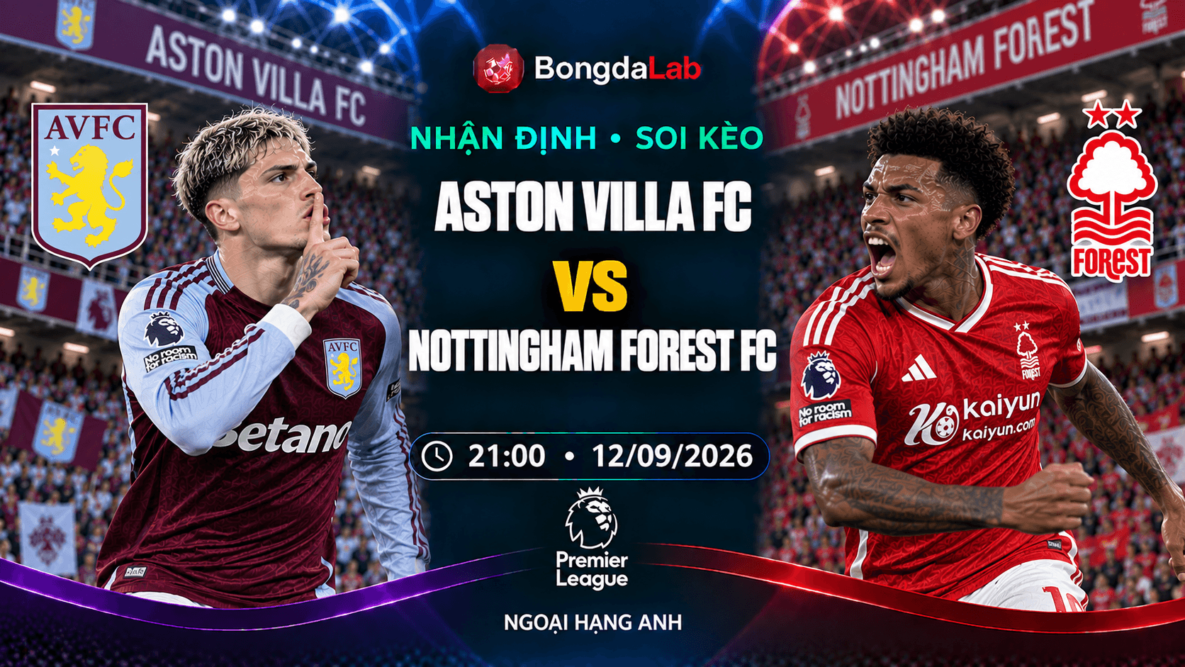 Nhận định soi kèo Aston Villa vs Nottingham Forest 21h00 ngày 12/09/2026