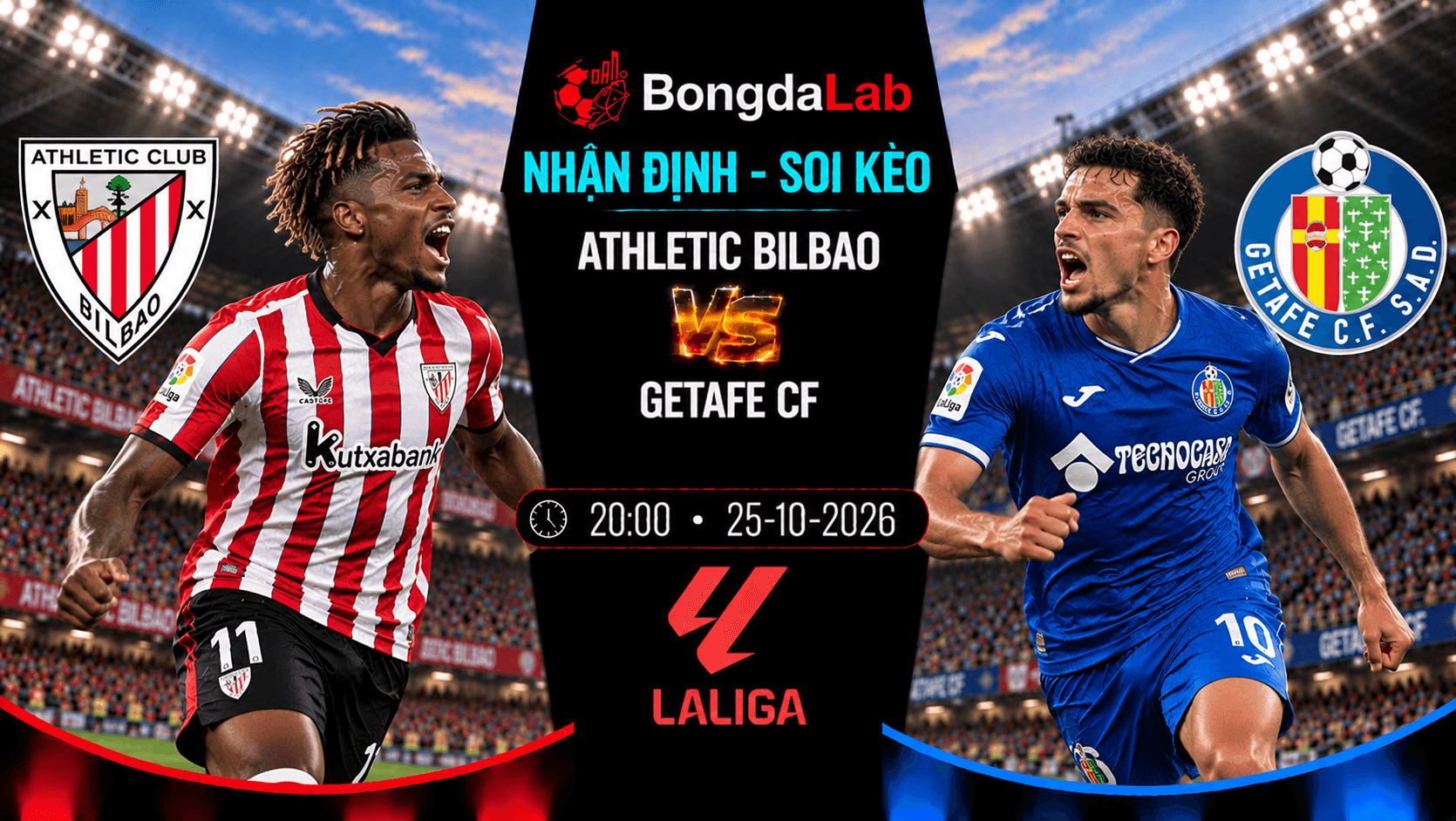 Nhận định soi kèo Athletic Bilbao vs Getafe CF 20:00 ngày 25/10/2026