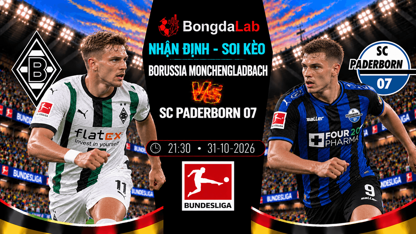 Nhận định soi kèo Borussia Monchengladbach vs SC Paderborn 07 21:30 ngày 31/10/2026