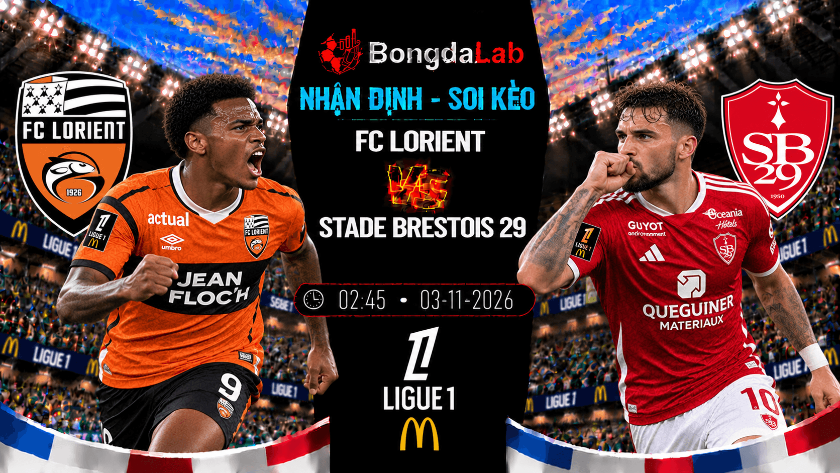 Nhận định soi kèo FC Lorient vs Stade Brestois 29 03/11/2026