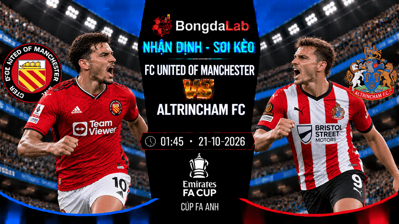 Nhận định soi kèo United of Manchester vs Altrincham 01:45 ngày 21/10/2026