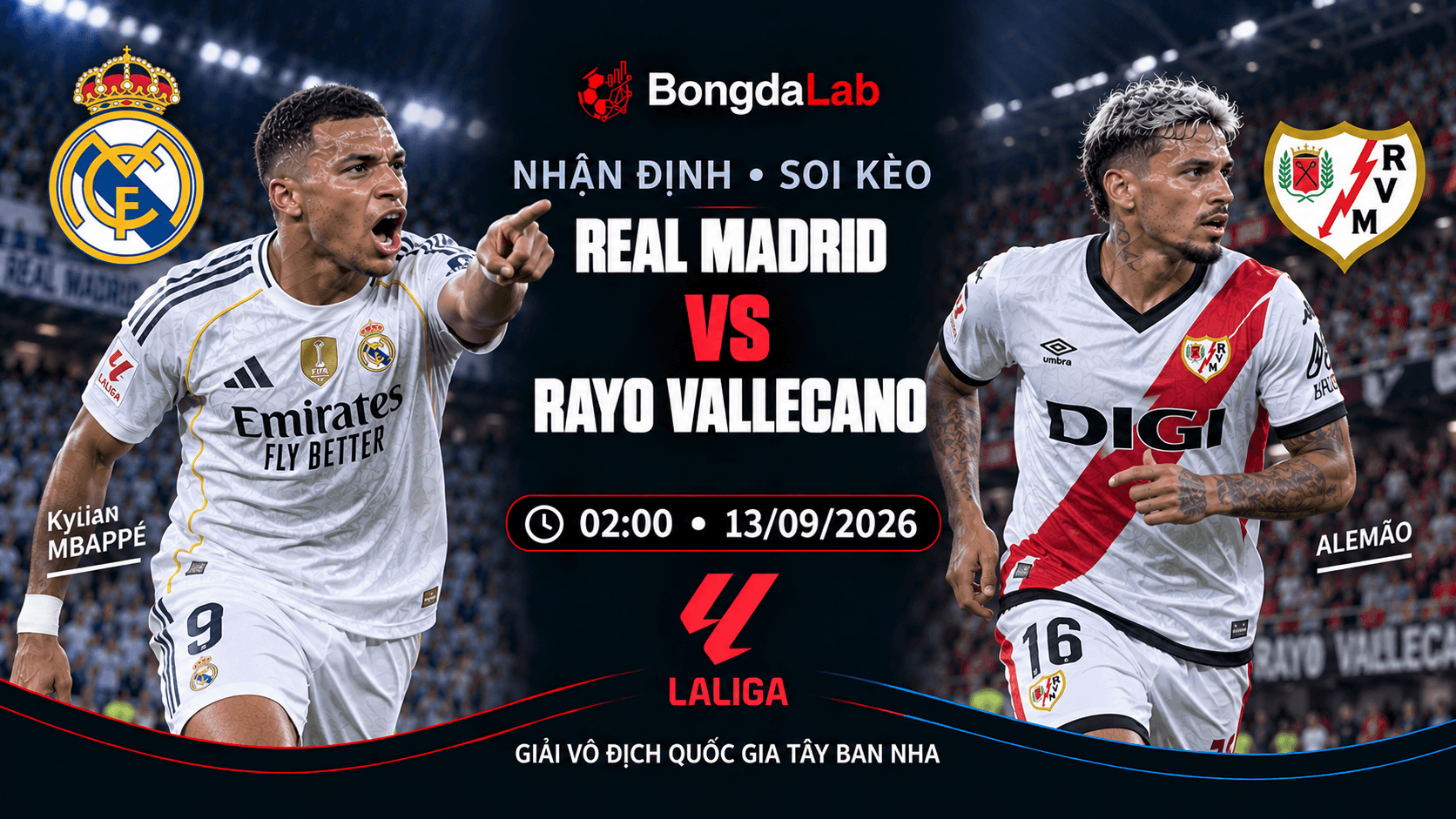 Nhận định, soi kèo Real Madrid vs Rayo Vallecano 02h00 ngày 13/09/2026