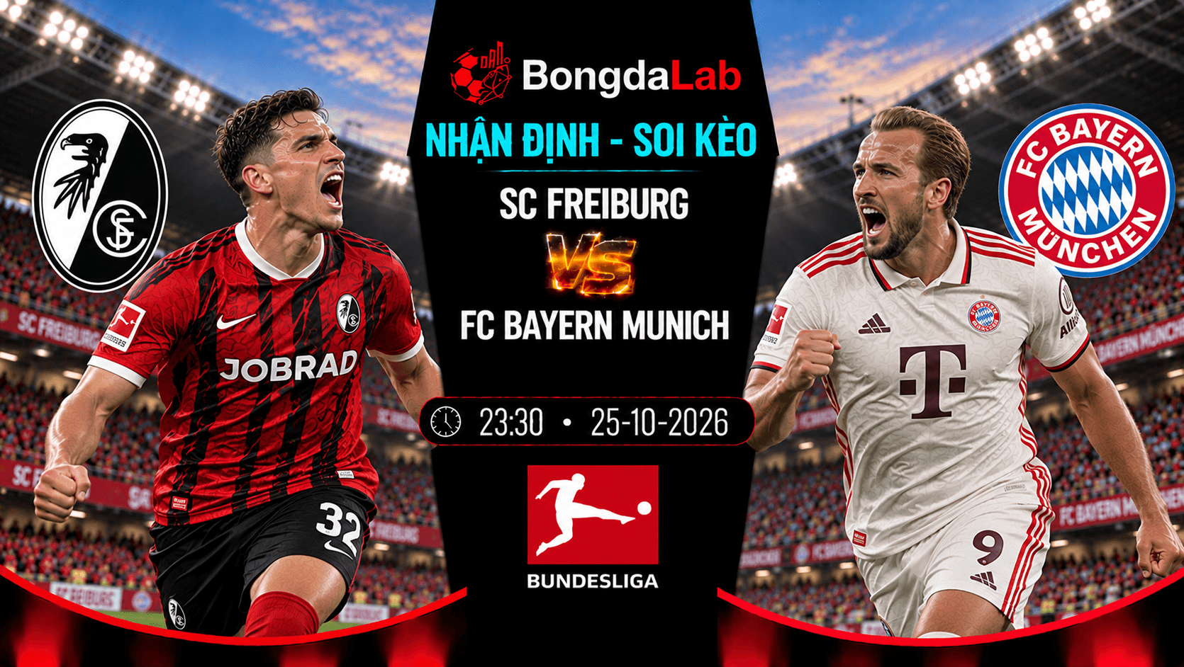 Nhận định soi kèo SC Freiburg vs FC Bayern Munich 23:30 ngày 25/10/2026