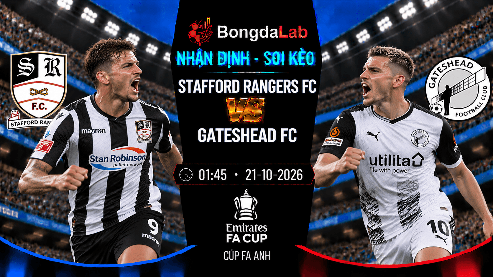 Nhận định soi kèo Stafford Rangers FC vs Gateshead FC vòng loại FA Cup