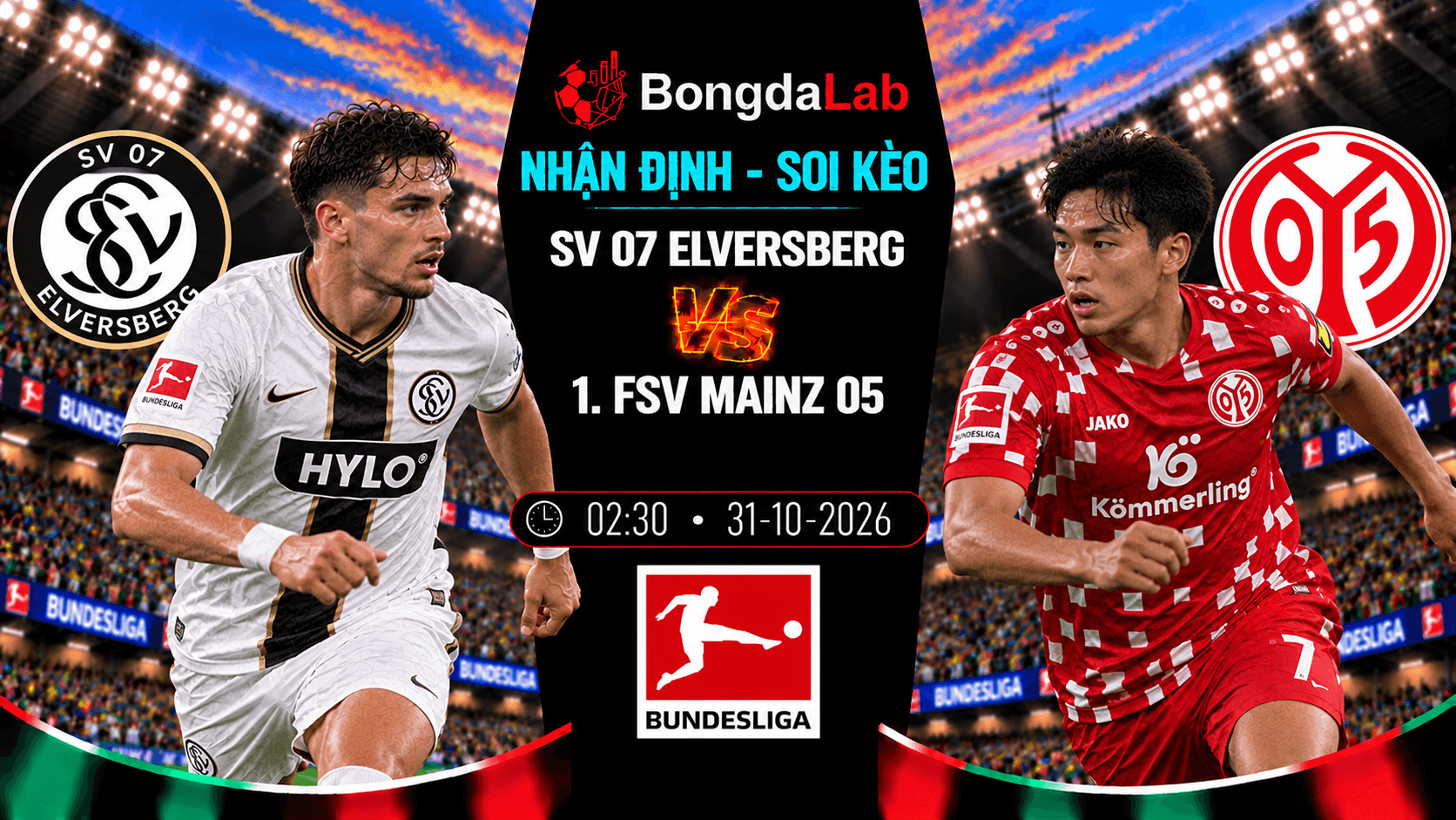 Nhận định soi kèo SV 07 Elversberg vs 1. FSV Mainz 05 02:30 ngày 31/10/2026