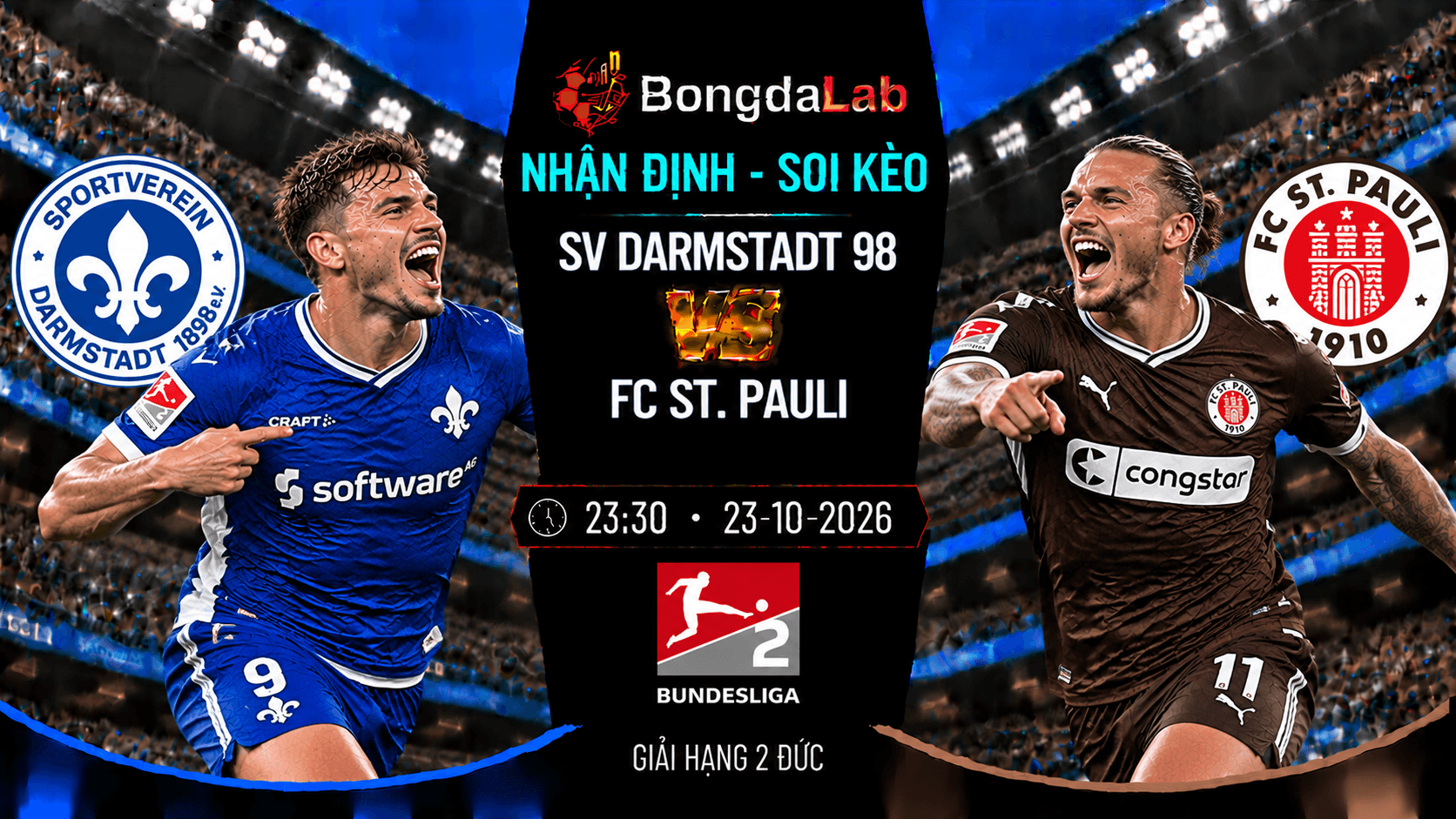 Nhận định soi kèo SV Darmstadt 98 vs FC St. Pauli vòng 9 Giải Hạng 2 Đức