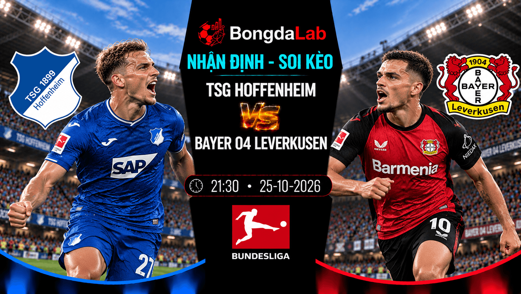 Nhận định soi kèo TSG Hoffenheim vs Bayer 04 Leverkusen 21:30 ngày 25/10/2026