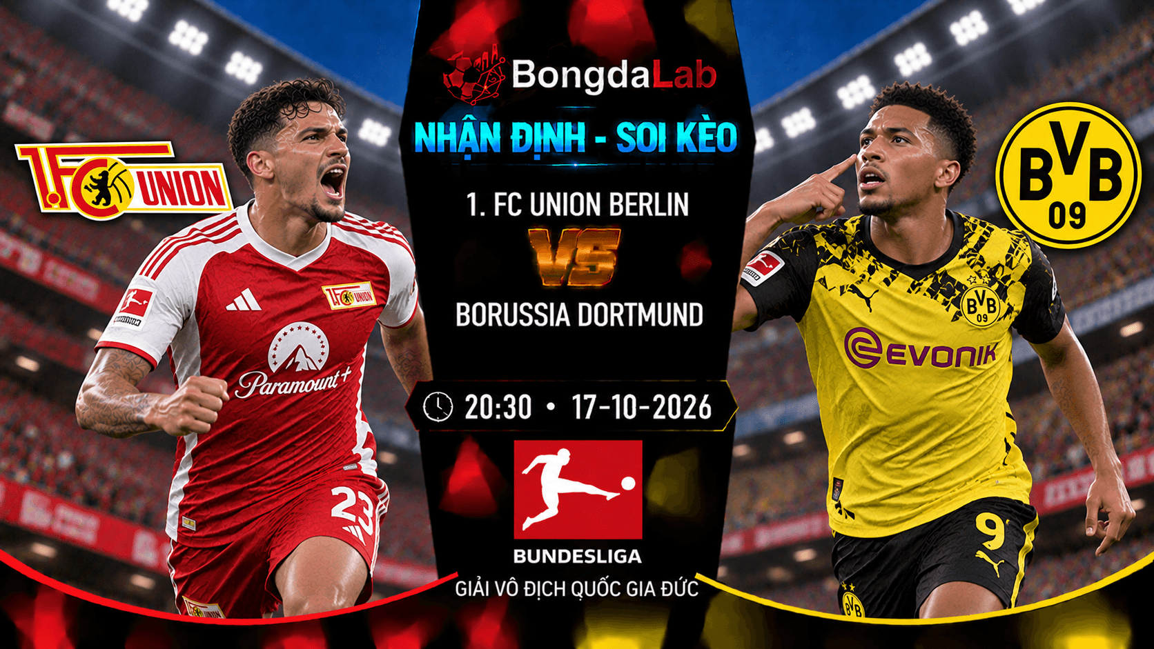 Nhận định soi kèo Union Berlin vs Borussia Dortmund 20:30 ngày 17/10/2026
