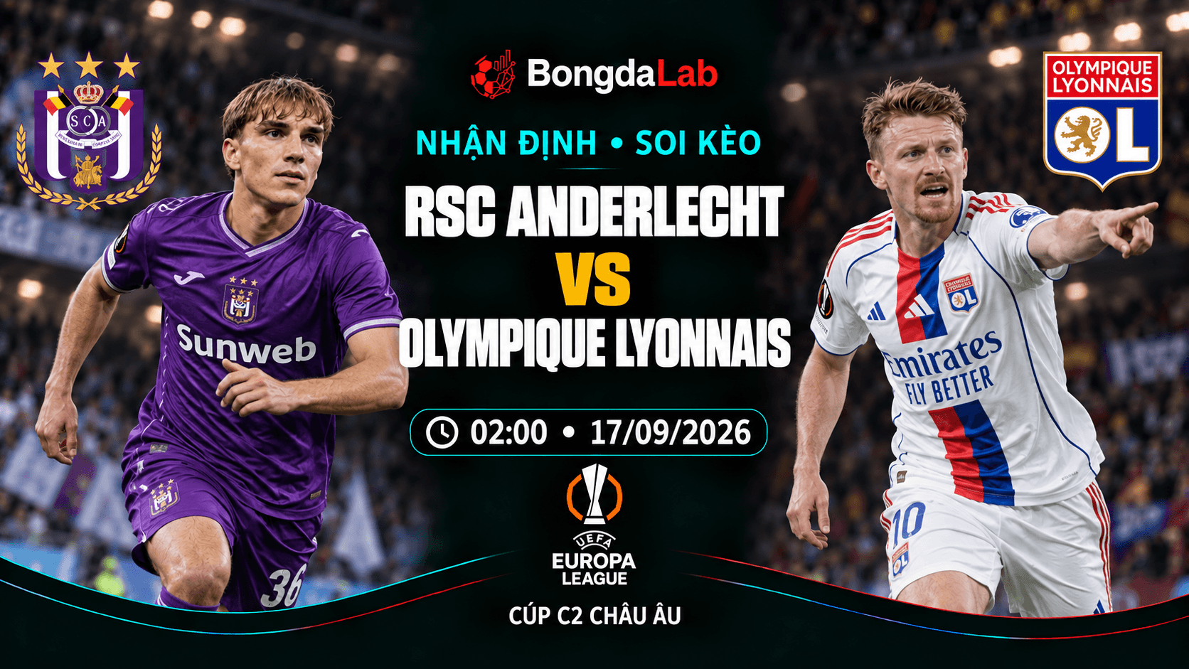 Nhận định soi kèo RSC Anderlecht vs Olympique Lyonnais 02:00 ngày 17/09/2026