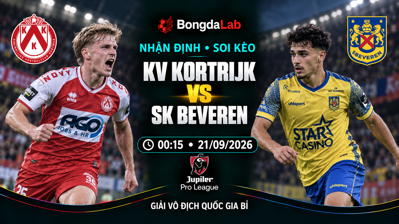 Nhận định soi kèo KV Kortrijk vs SK Beveren 00:15 ngày 21/09/2026