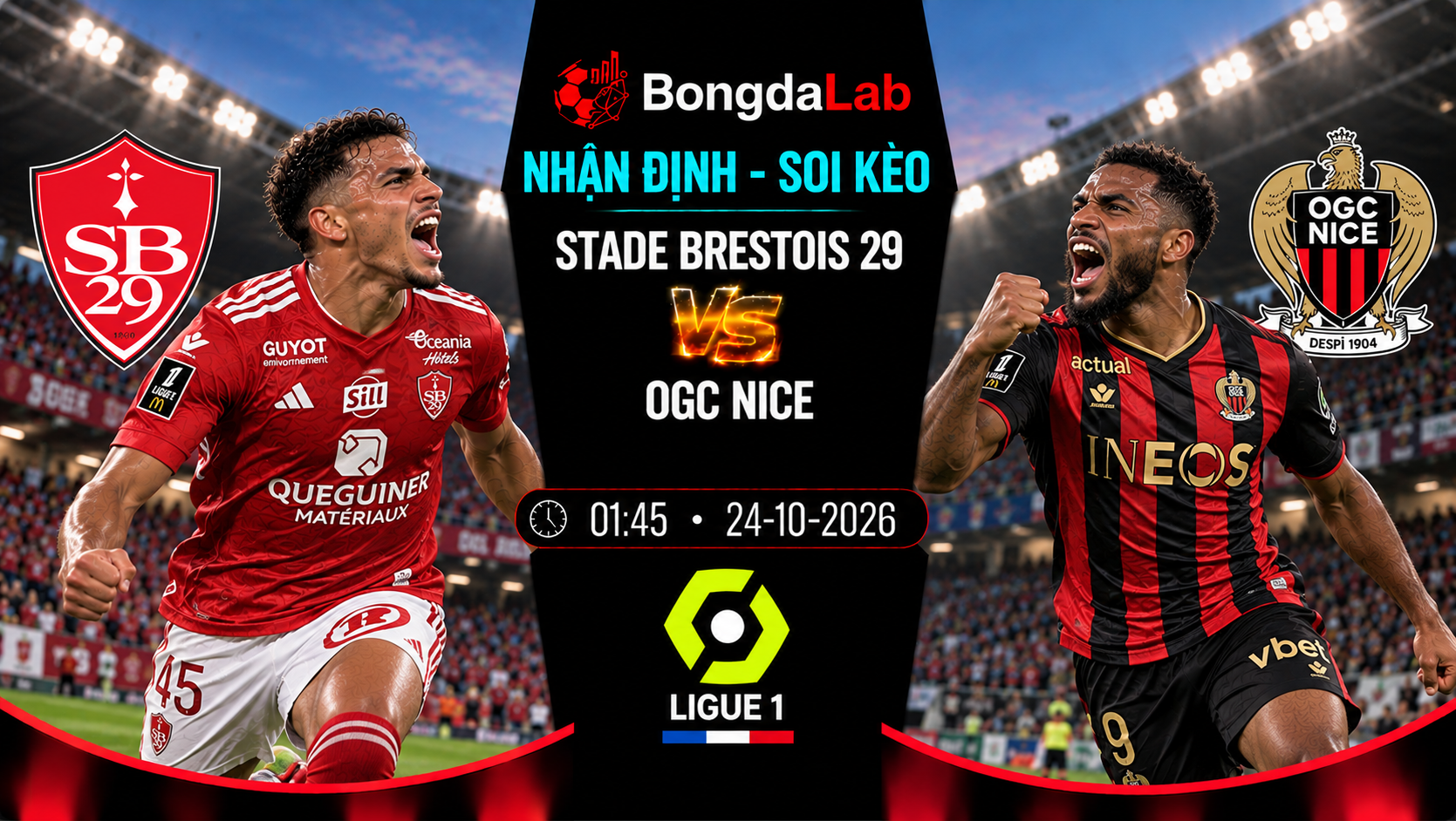 Nhận định, soi kèo Stade Brestois vs Nice, 01:45 ngày 24/10/2026