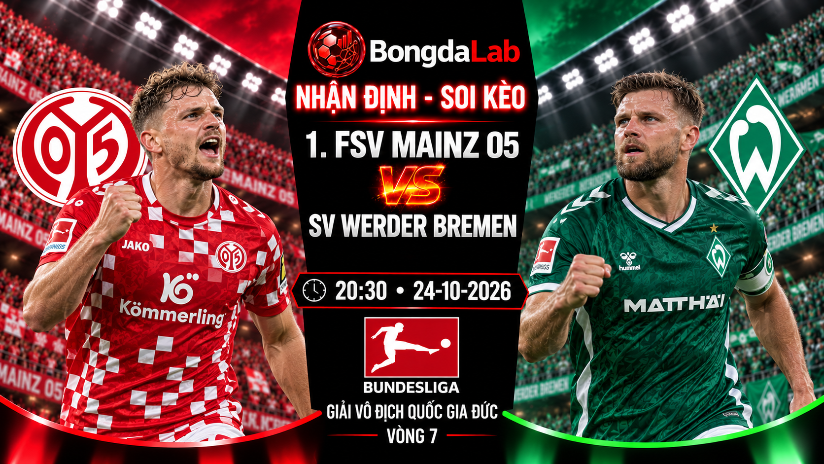 Nhận định, soi kèo Mainz vs Werder Bremen, 20:30 ngày 24/10/2026