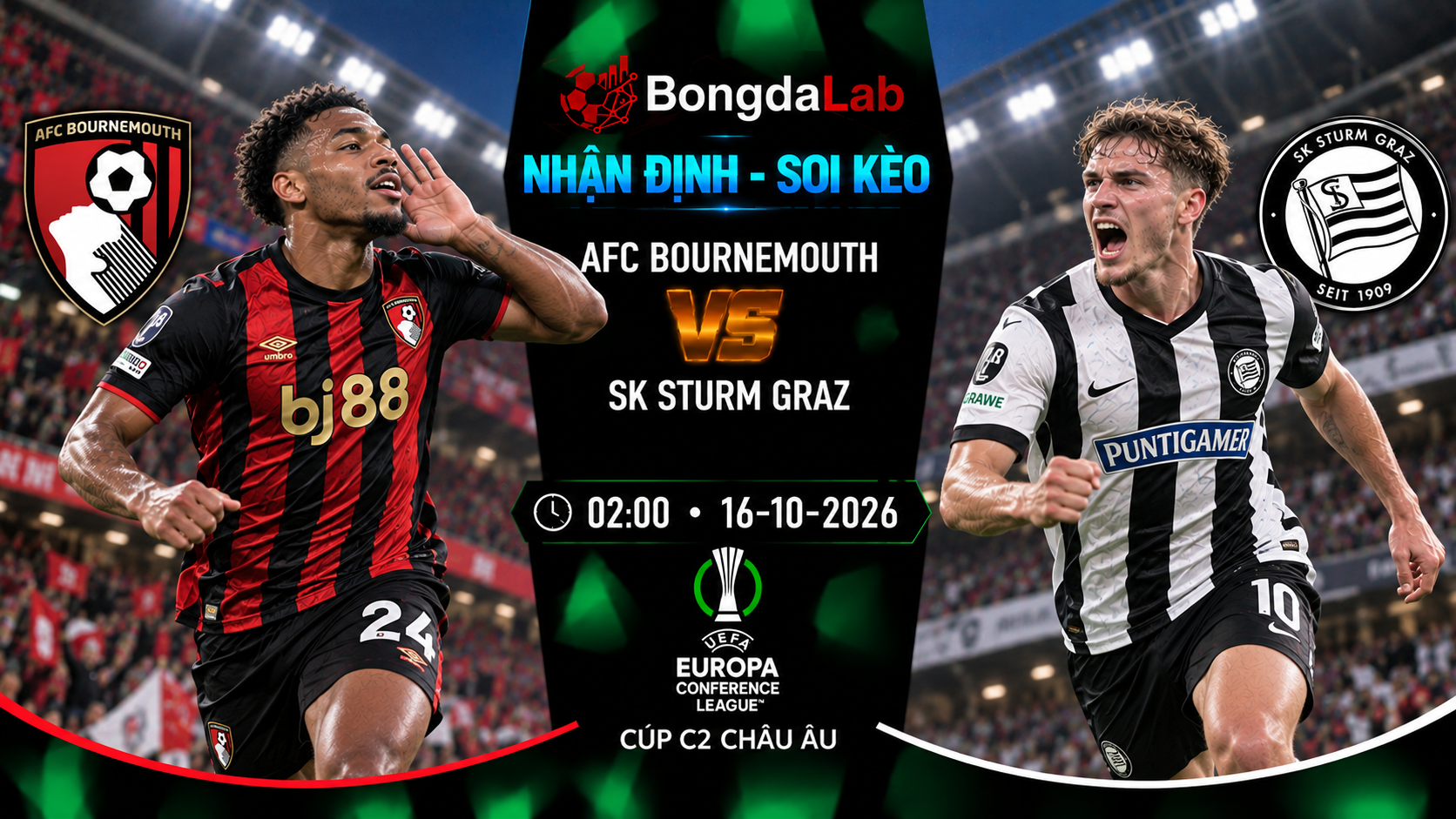 Nhận định, soi kèo Bournemouth vs Sturm Graz, 02:00 ngày 16/10/2026