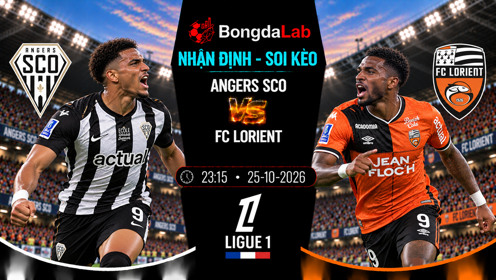 Nhận định, soi kèo Angers SCO vs Lorient, 23:15 ngày 25/10/2026