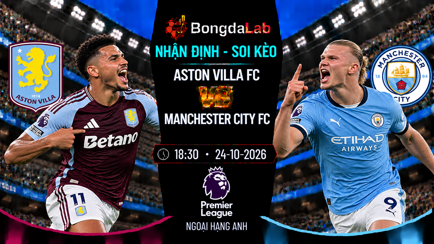Nhận định soi kèo Aston Villa vs Manchester City 18:30 ngày 24/10/2026