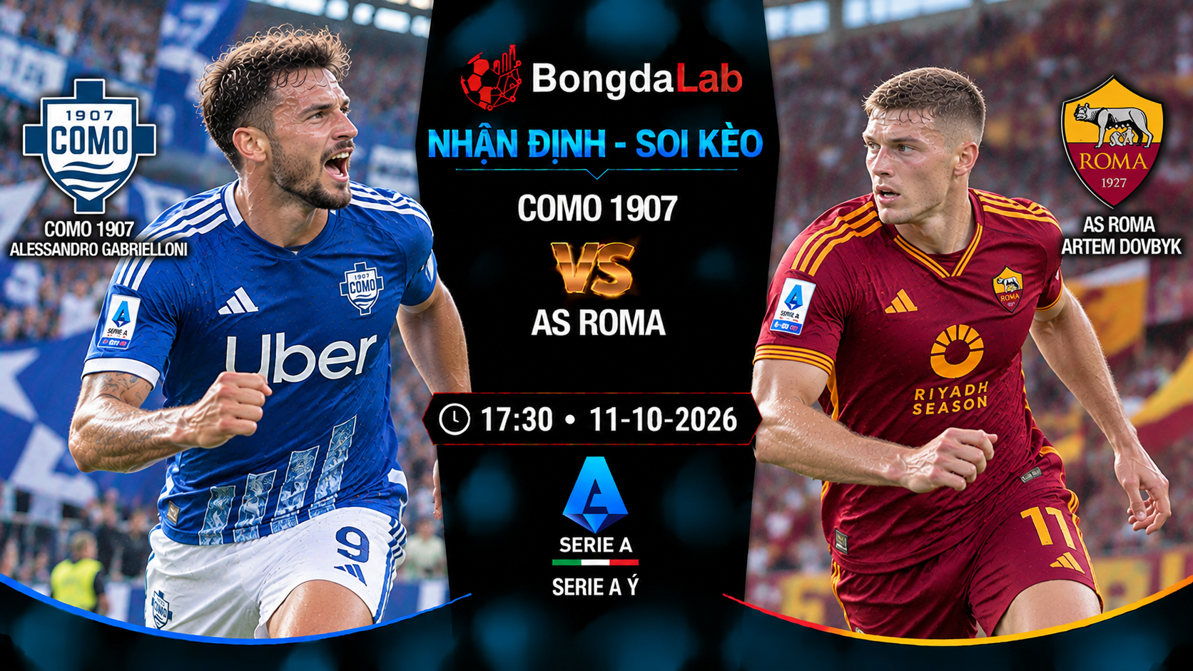 Nhận định soi kèo Como vs AS Roma 17:30 ngày 11/10/2026