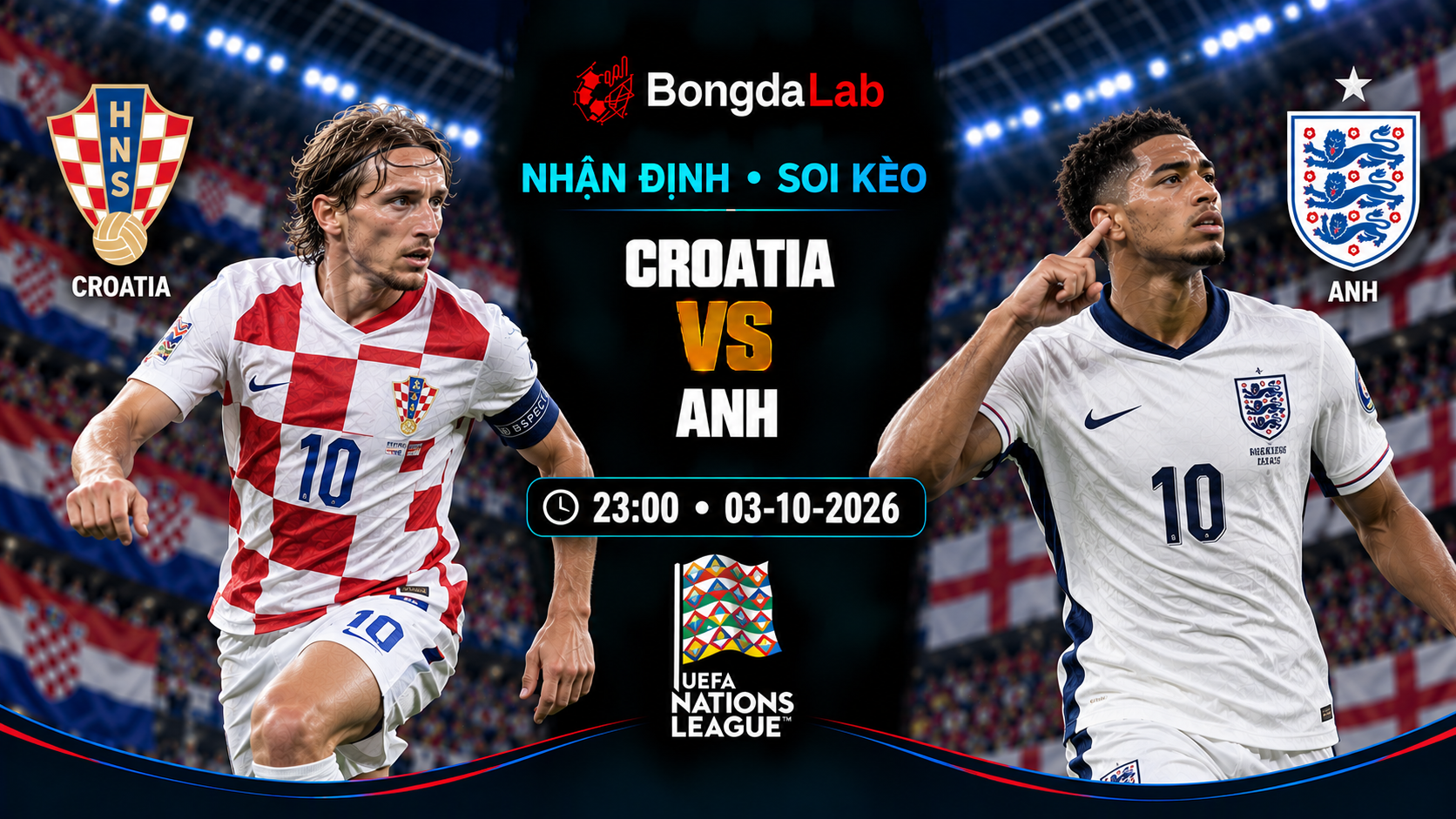 Nhận định soi kèo Croatia vs England 23:00 ngày 03/10/2026