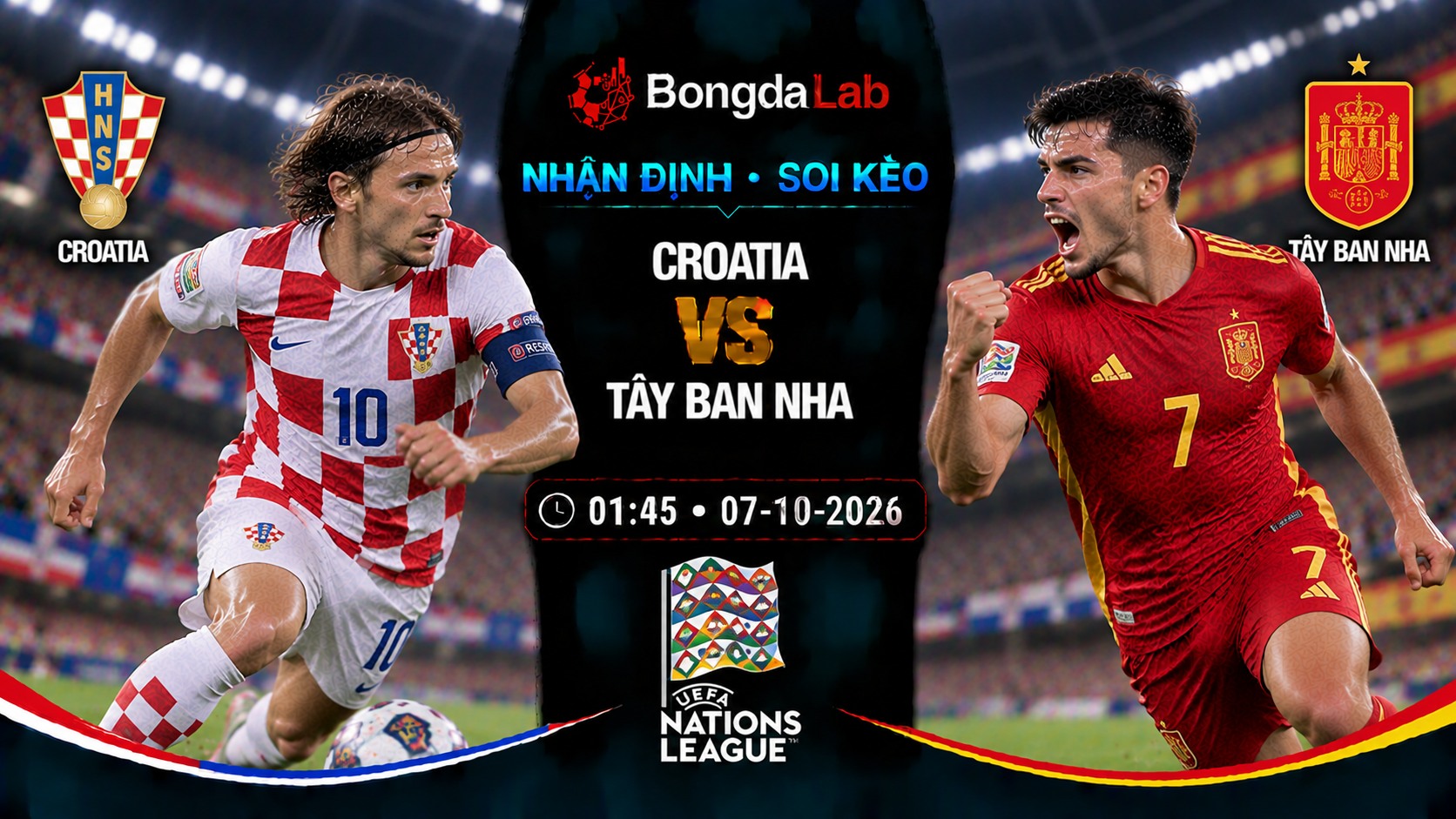 Nhận định, soi kèo Croatia vs Spain, 01:45 ngày 07/10/2026