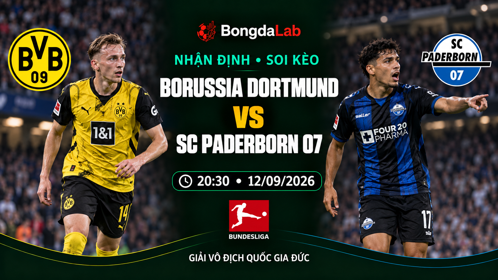 Nhận định, soi kèo VĐQG Đức: Borussia Dortmund vs SC Paderborn 07, 20:30 ngày 12/09/2026