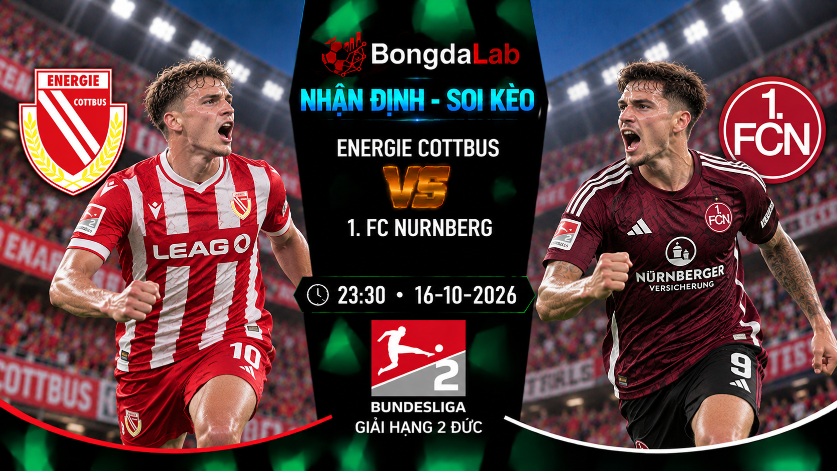 Nhận định, soi kèo Energie Cottbus vs 1. FC Nürnberg, 23:30 ngày 16/10/2026