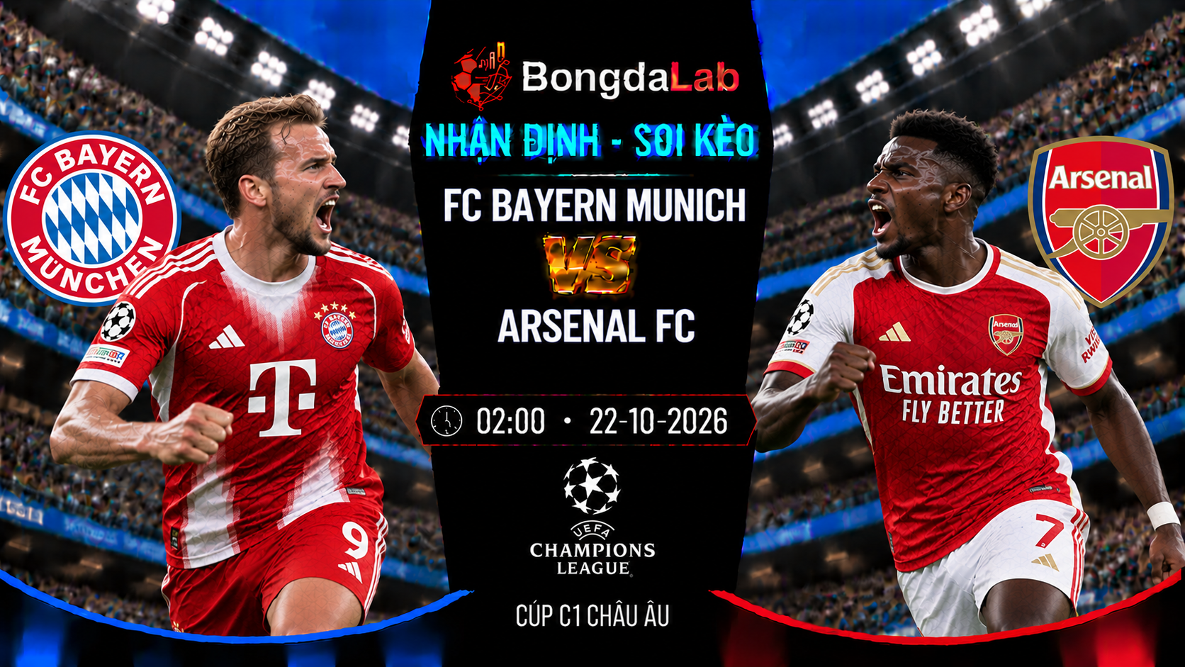 Nhận định, soi kèo Bayern München vs Arsenal, 02:00 ngày 22/10/2026