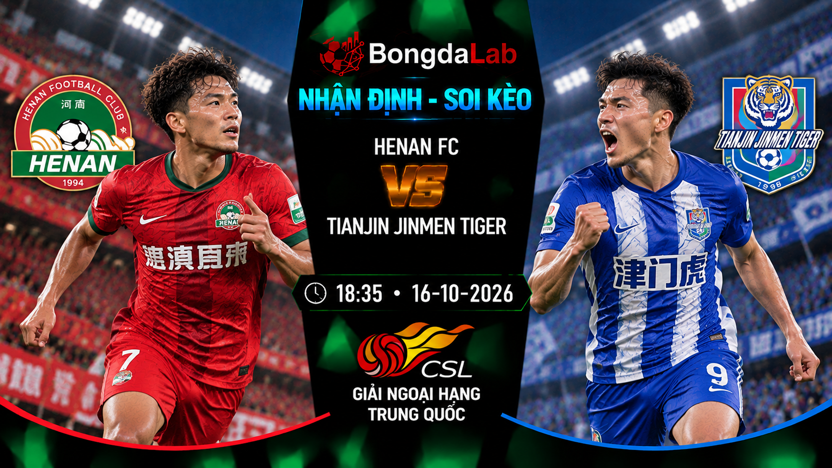 Nhận định, soi kèo Henan Jianye vs Tianjin Teda, 18:35 ngày 16/10/2026