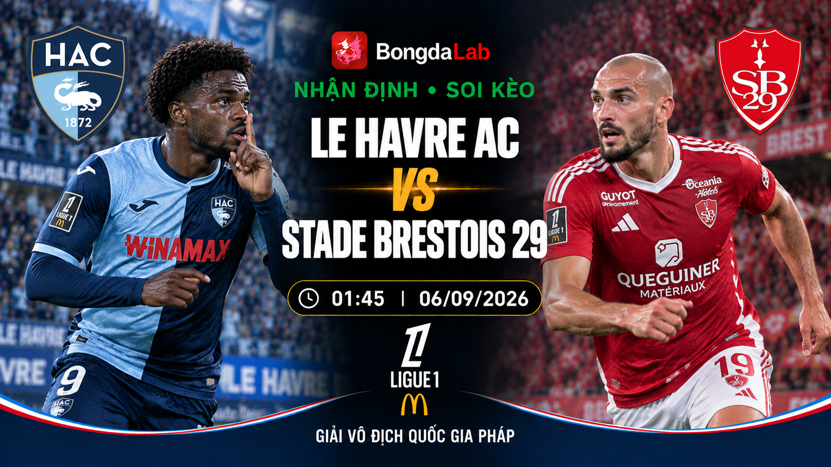 Nhận định, soi kèo Le Havre vs Stade Brestois 01h45 ngày 06/09/2026