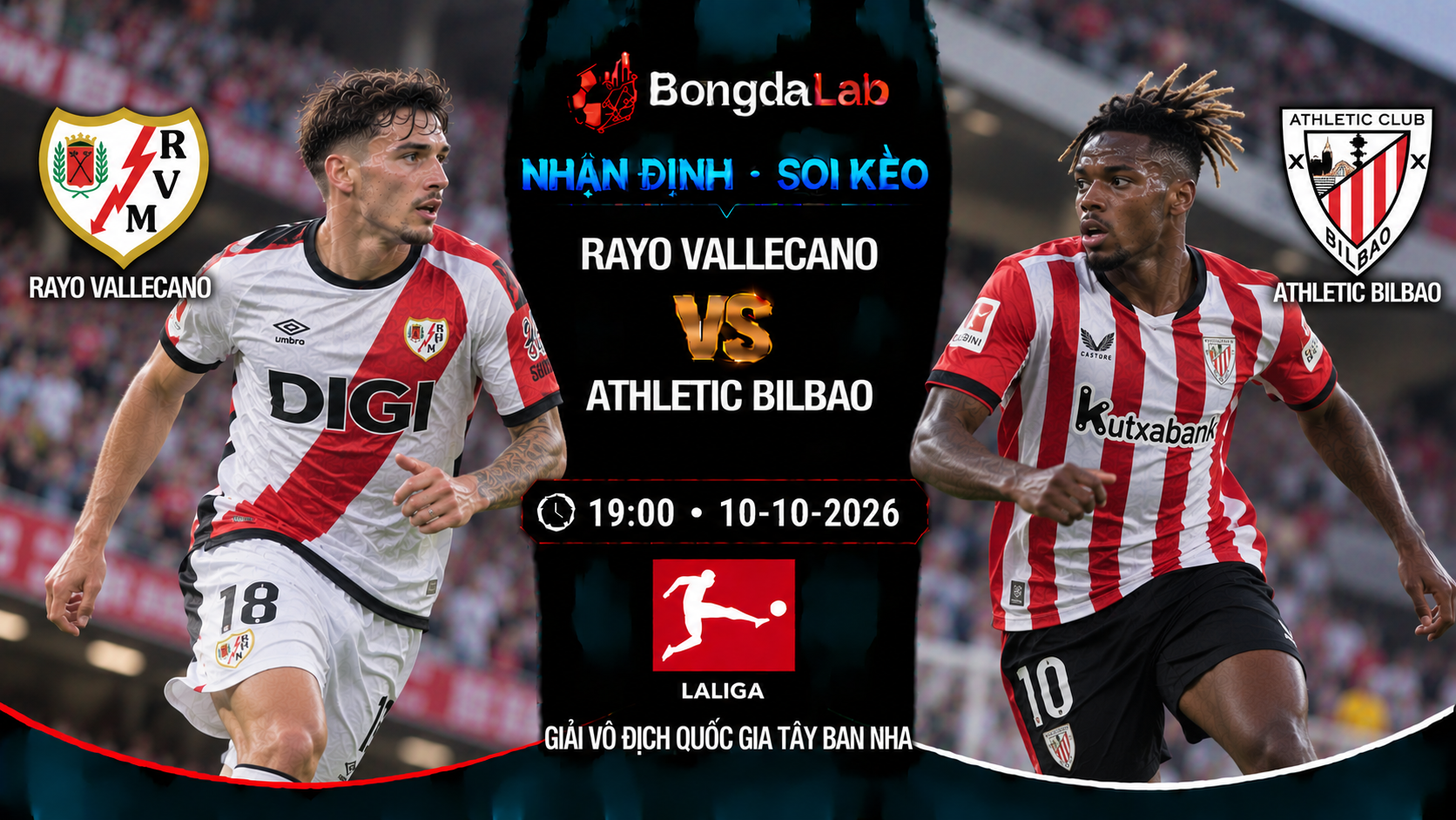 Nhận định soi kèo Rayo Vallecano vs Athletic Bilbao 19:00 ngày 10/10/2026