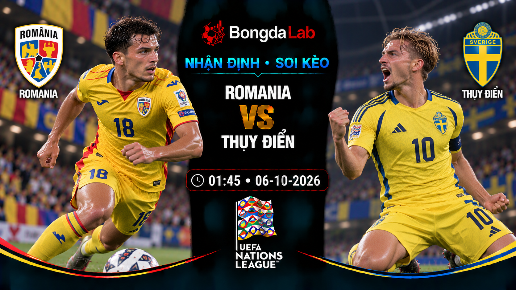 Nhận định, soi kèo Romania vs Sweden, 01:45 ngày 06/10/2026