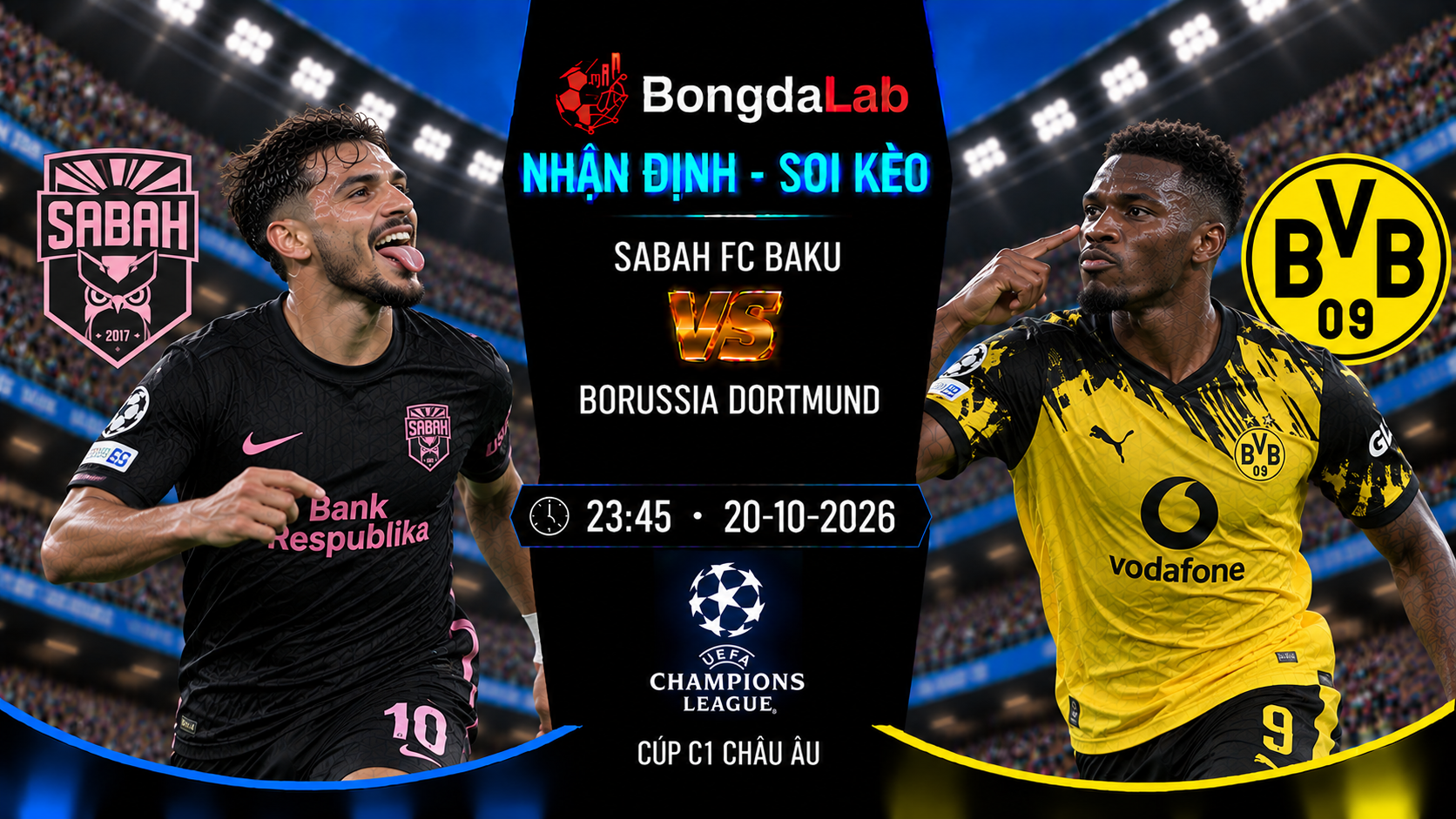 Nhận định soi kèo Sabah FA vs Borussia Dortmund 23:45 ngày 20/10/2026