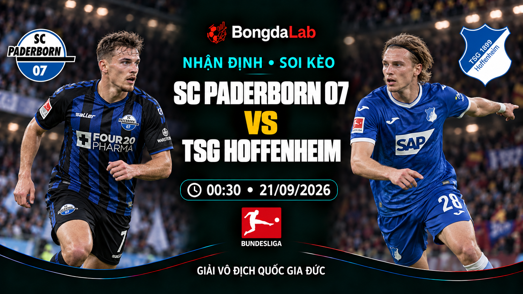 Nhận định, soi kèo VĐQG Đức: SC Paderborn 07 vs Hoffenheim, 00:30 ngày 21/09/2026