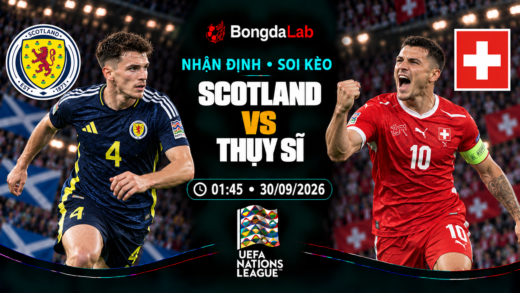 Nhận định, soi kèo UEFA Nations League: Scotland vs Switzerland, 01:45 ngày 30/09/2026