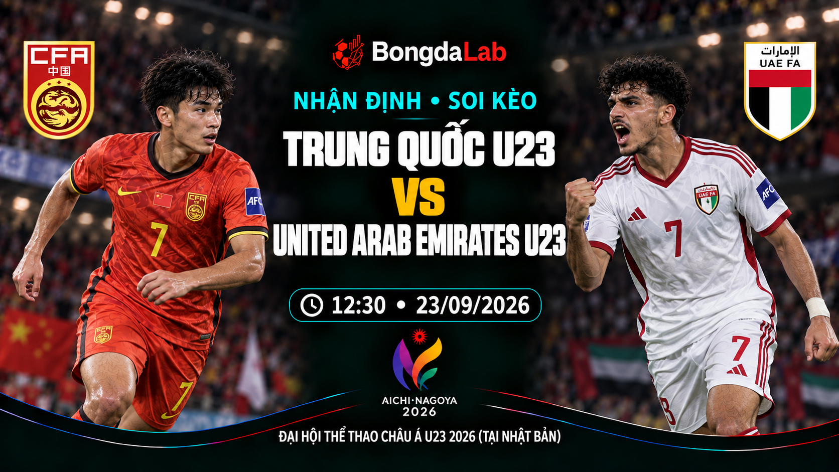 Nhận định, soi kèo Asian Games: China PR U23 vs UAE U23, 12:30 ngày 23/09/2026