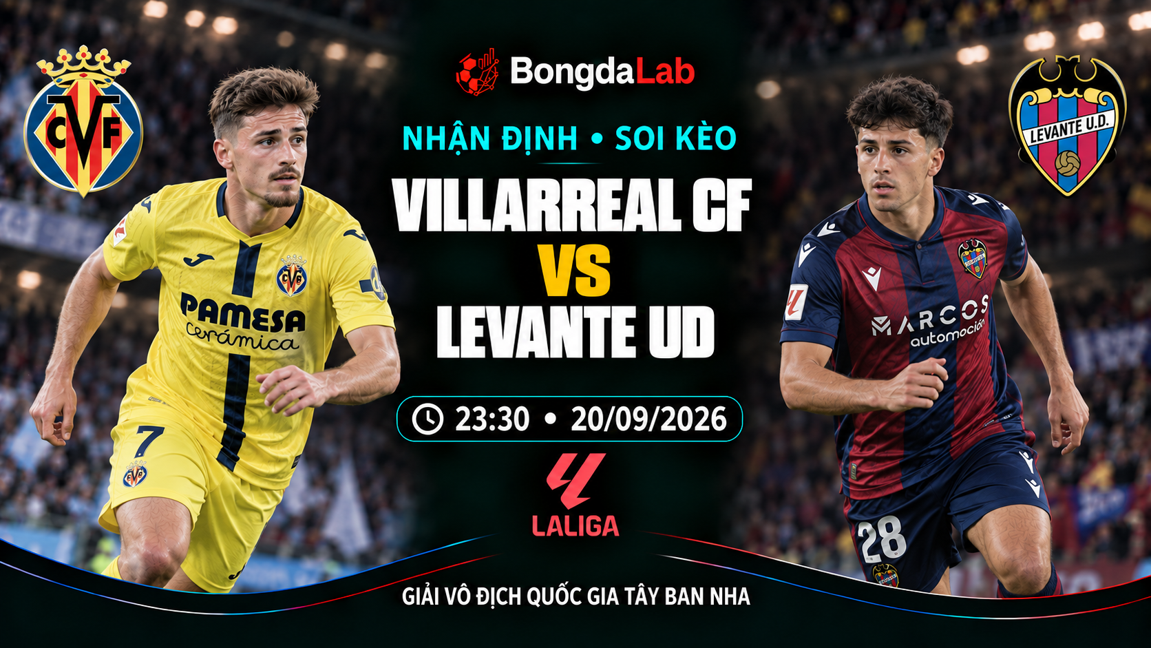 Nhận định, soi kèo VĐQG Tây Ban Nha: Villarreal vs Levante, 23:30 ngày 20/09/2026