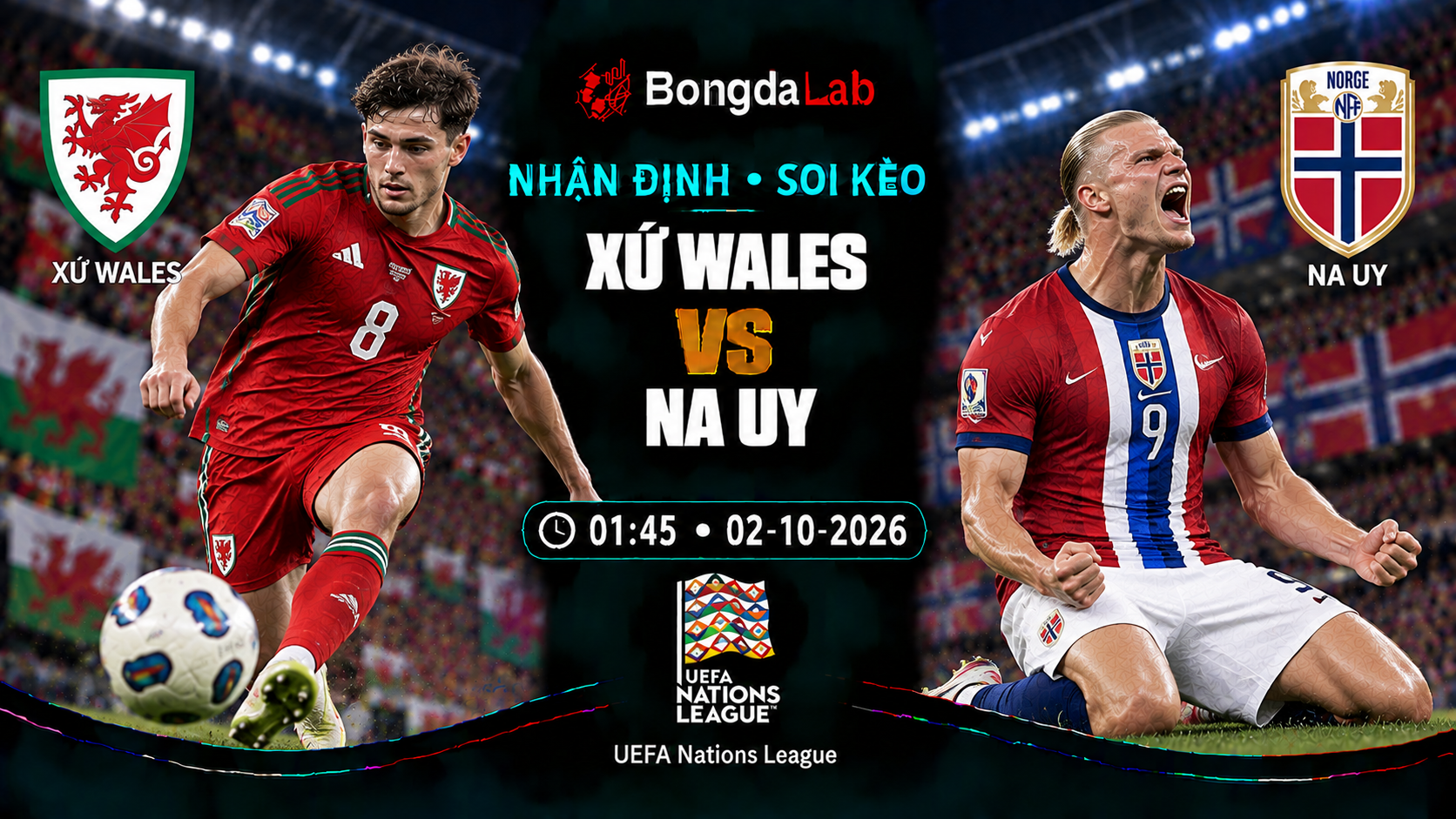 Nhận định, soi kèo UEFA Nations League: Wales vs Norway, 01:45 ngày 02/10/2026